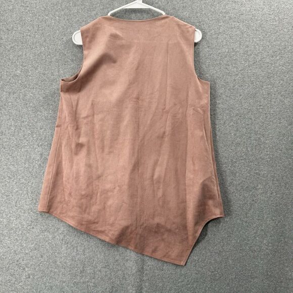 BCBG Max Azria Blouse Tank Top Wmns Small Draped High Low Sleeveless Faux Suede - Picture 8 of 11
